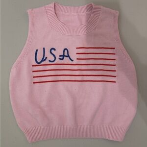 Pink USA Flag Sweater Vest